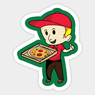 The man delivery pizza cartoon design Sticker
